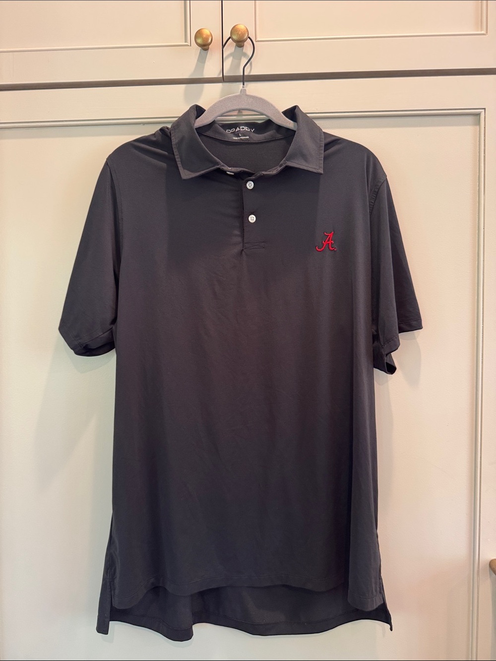 Men's Black Polo with Alabama Script “A”